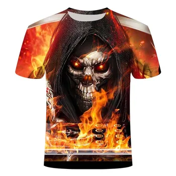 Nové Kostra T-Shirt Muž Lebky T-Shirt Punk Rock T-Shirt Zbraň T-Shirt 3D Vytlačené T-Shirt Retro Gotický pánske Letné Top