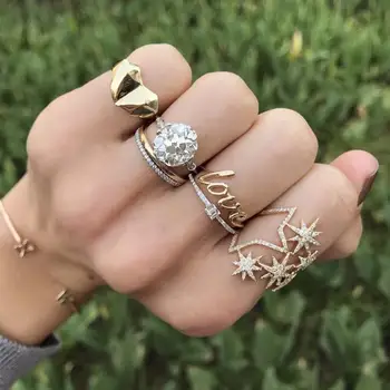 2018 nové krúžky, star mikro nastavenie zirkón zlata plné módy ohromujúci surround prst prsteň strany svadobné Vysoko kvalitné šperky