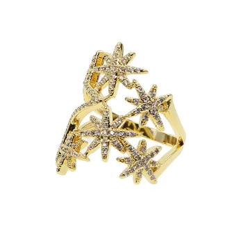 2018 nové krúžky, star mikro nastavenie zirkón zlata plné módy ohromujúci surround prst prsteň strany svadobné Vysoko kvalitné šperky