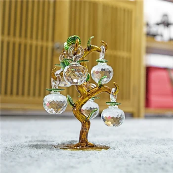 H&D, 3 Farby Crystal Apple Tree S 6 Apple Figúrky Rainbow Okno Suncatcher Dekor Skvost Pre Šťastie,Bohatstvo A Prosperitu