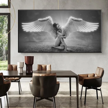 Anjel portrét plátno na maľovanie Škandinávskych plagáty a vytlačí Leo Michael Guardian art obrazy na stenu pre obývacia izba