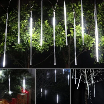 30 cm, 10 Trubíc, LED Solárne meteorický dážď Ľahké Nepremokavé Garland Dekorácie Dovolenku Víla Pásy Svetla na Vianoce Svadobné Party