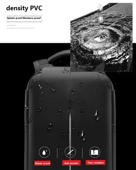 Tagdot Nepremokavé Laptop Backpack 15.6 Palce vysokou hustotou PVC Anti-theft Batoh pre Mužov Business Travel batoh USB 2019