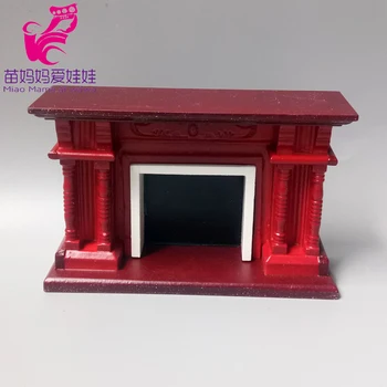 Mini Bábiky dom nábytok do obývacej izby model retro dekorácie mahagón biela krb doll house diy príslušenstvo