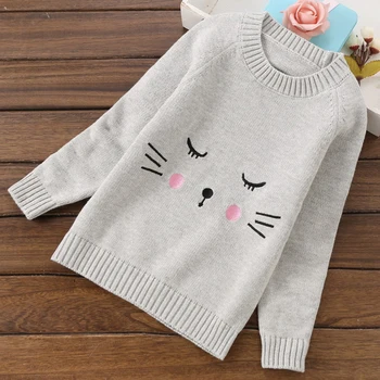 Batoľa dievča cardigan 2019 cute cat zimný sveter s dlhým rukávom jar pletené dievčatká sveter 4 roky sveter móda