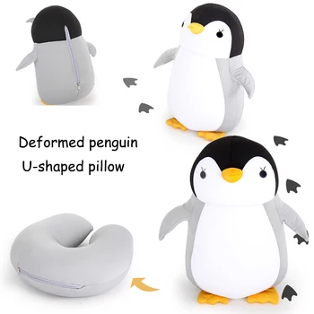 Bublina Kiss U-Tvarované Vankúše Pena Cartoon Penguin Vzor Vankúš Prenosné Cestovanie Krku Vankúš Môže Deformácie Domov Módy Vankúše