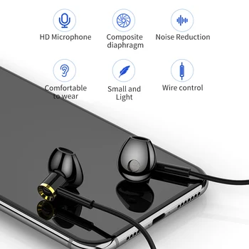 HOCO M47 Basy Zvuk Slúchadlá In-Ear Športové Slúchadlá s mikrofónom pre xiao iPhone Headset Samsung fone de ouvido auriculares MP3