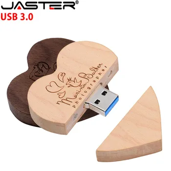 JASTER usb3.0 Drevené Srdce Usb flash Memory Stick Pero Disk s kapacitou 8 gb 16 gb 32 gb Logo Spoločnosti engrave