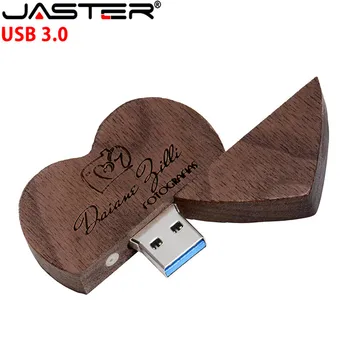 JASTER usb3.0 Drevené Srdce Usb flash Memory Stick Pero Disk s kapacitou 8 gb 16 gb 32 gb Logo Spoločnosti engrave