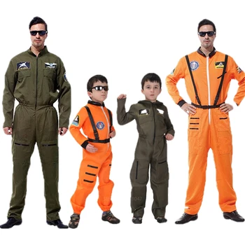 Halloween Chlapci Dieťa Dospelých Priestor Astronaut Cosplay Kostým Pilot Letu Spaceman Jumpsuit Výkon, Karneval, Maškarný Oblečenie Darček