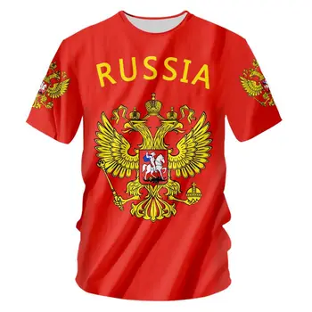 Móda ruský štýl 3D tlačené O-neck T-shirt pánske bežné pár topy rodina rodič-dieťa-krátke rukávy t-shirt voľné t-shirt