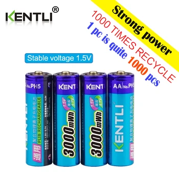 KENTLI 32pcs/veľa Stabilné napätie 3000mWh aa batérie 1,5 V nabíjateľná batéria polymer lithium li-ion batéria pre kamery ect