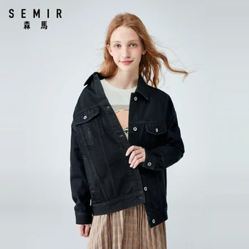 SEMIR Ženy denim jacket 2020 nové populárne klope voľné ulici trend žena long-sleeve bežné bunda pre ženy