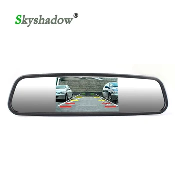 Skyshadow Parkovanie Pomoci Systém 4.3 Palcový TFT LCD Auto Spätne Zrkadlo Spätné Monitor + 4 LED Svetlá Auta parkovacia Kamera