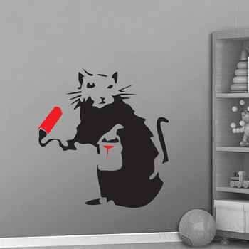 Kreatívne Banksy Maľovanie Potkan Myš Zvierat Samolepiek na Stenu, nástenná maľba Odtlačkový Tapety Zrkadlo Umenia Izba Domáce Dekorácie 60x64cm Vianoce