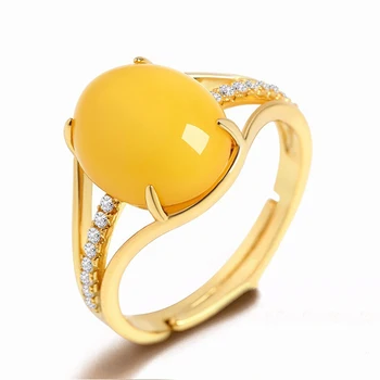Nádherné Prírodné Kamenný Kruh Luxusné dámske Strany Zlaté Šperky, Doplnky, Módne Lady Svadobné Dary