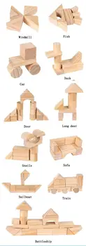 Dropship 100ks Drevené Bloky Bbay Montessori Vzdelávacích Hračiek Kocky Hry Pre Deti, Geometrické Montáž Stavebné Bloky Borovicového Dreva
