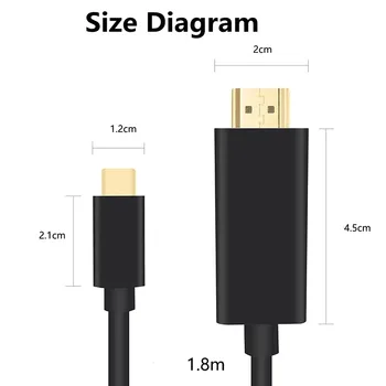 1.8 m Typ c USB 3.1 HDMI Kábel Video adaptér usb c hdmi podpora 4Kx2K @30hz