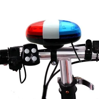 6 LED 4 Znie Horn Bell Krúžok Policajné Auto Ľahké Nepremokavé Trúby Na Bicykli Noc Cyklistické Vybavenie Bezpečnostné Upozornenie Svetlo #BL3