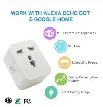 WiFi Smart Plug Socket Bluetooth Časovač Konektor 10/16A Smart Zásuvky Inteligentný Život Hlasové Ovládanie Spínač Konektor, Alexa Google iFTTT