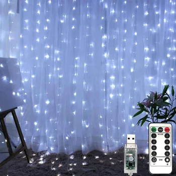 3m LED Rozprávkových Svetiel Garland Opony Lampa Diaľkové Ovládanie USB String Svetlá, Vianočné Dekorácie pre Domov Okno Nový Rok Dekor