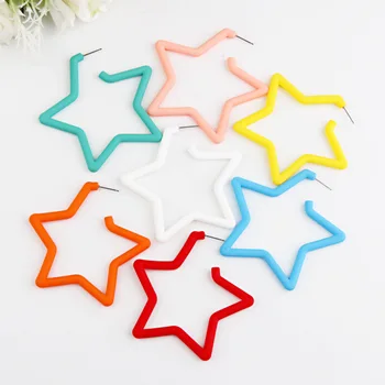 Európske a Americké farba prehnané päť špicaté hviezdy Náušnice populárne tvorivé fashion Akrylová candy farby Náušnice