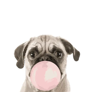 Maľovanie Podľa Čísel DIY Dropshipping 40x50 50x65cm šteňa bubble gum psa Zvierat Plátno Svadobné Dekorácie Umenie obrázok Darček