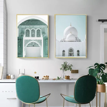 Nordic plagát mešita Islamskej architektúry pláži kamenný múr umenia olejomaľby a tlač, nástenné maľby obývacia izba domov decorati
