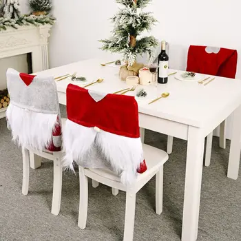 Vianočné Swedish Language Santa Sedadlo Stoličky Kryt Klobúk Tabuľka Večera Dovolenku Strany Domáce Dekorácie