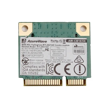 Dual Band Realtek RTL8821 AW-CB161H Wifi Karta Wlan Bluetooth 4.0 Wireless Combo Half Mini PCI-E Adaptér 433Mbps 802.11 ac