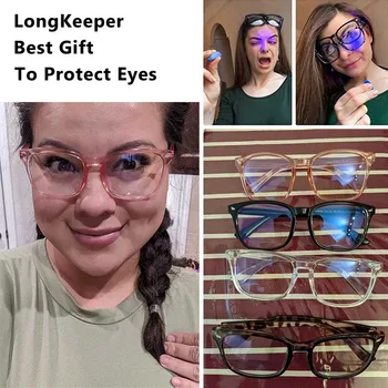 LongKeeper Anti Modré Svetlo Okuliare Ženy Muži Ročník Námestie Okuliare Rám Unisex Móda Herný Počítač Okuliare oculos
