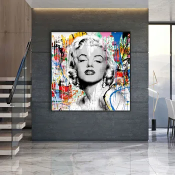 Marilyn Monroe Street Graffiti Art Plagáty a tlač na Plátno Maľba Portrét Abstraktné Stenu Obrázok pre Obývacia Izba Dekor