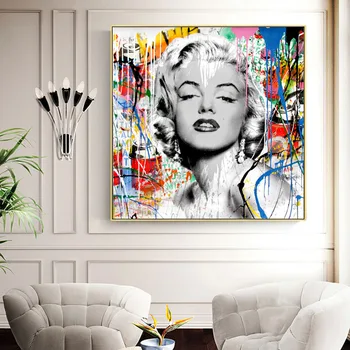 Marilyn Monroe Street Graffiti Art Plagáty a tlač na Plátno Maľba Portrét Abstraktné Stenu Obrázok pre Obývacia Izba Dekor