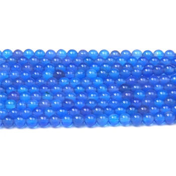 Prírodný 4 mm Modrá agates korálky voľné kolo modrá agat klenot kameň guľôčok pre šperky robiť ručne malé korálkový náramok diy dary