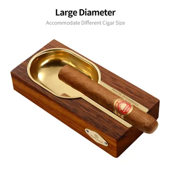 CIGARLOONG Cigaru Pozlátené Dymu Popolník Nádrž Cédrové Drevo, Detektor Dymu, Dreva, Kovu Cigaru Popolník CLG-0393