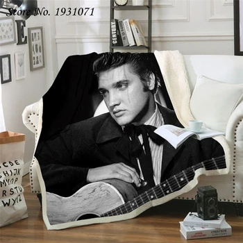 Spevák Elvis Presley 3D Vytlačené Fleece Deka pre Lôžok Hrubé Deka Módne prehoz cez posteľ Sherpa Hodiť Deka Dospelých, Deti 02
