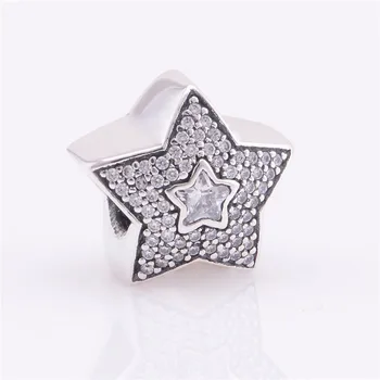 Nové Deväť Plávajúce Kúzlo Star Charms 925 Sterling Silver Šperky Korálky Vhodné pre Pandora Style Kúzlo Náramky & Náhrdelníky