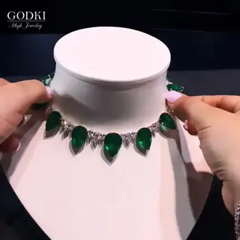 GODKI VEĽKÉ Zelené CZ Náhrdelníky Deň matiek Darček Trendy Osobné Stohovateľné CZ Náhrdelník Šperky pre ženy priateľka darčeky 2020