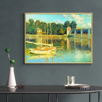 Most pri Argente Monet Vytlačí na Stenu Umelecké Plátno Maľovanie na Slávny obraz Dekoratívne Obrázky na Obývacia Izba Domova
