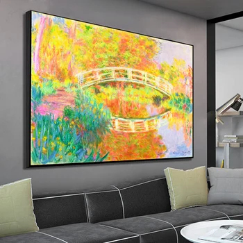 Most pri Argente Monet Vytlačí na Stenu Umelecké Plátno Maľovanie na Slávny obraz Dekoratívne Obrázky na Obývacia Izba Domova