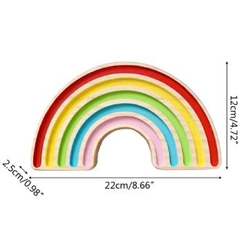 Rainbow stavebným Deti Miestnosti Dekorácie Nordic Štýl Borovice Drevené Ozdoby P31B