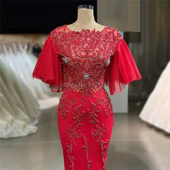 Korálkami Ručne Formálne Večerné Šaty Dubaj Moslimských Morská Víla Celebrity Red Carpet Šaty 2020 Arabčina Svadobné Party Šaty Prom Šaty