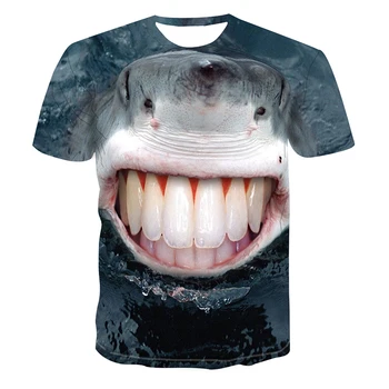 Letné módy rybárske oblečenie žraloka 3D vytlačené T-shirt mužov a ženy, hip-hop-krátke rukávy top bežné tričko, tielko 6XL