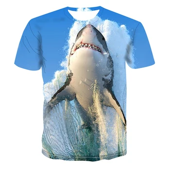 Letné módy rybárske oblečenie žraloka 3D vytlačené T-shirt mužov a ženy, hip-hop-krátke rukávy top bežné tričko, tielko 6XL
