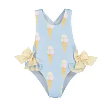 2019 Baby Dievčatá Krásne Plávanie Nosiť Obleky Krásne Flamingo Ice cream Medveď Tlač Plavky Značky Dizajn Dieťa Módne Plavky