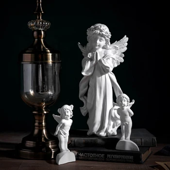 Retro biela little angel socha David Venuša vybavenie domov obývacia izba víno kabinet omietky, sochy, dekorácie, ozdoby