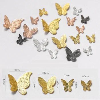 3D Butterfly na Nechty, Dekorácia DIY Manikúra Kovové Luk Nechtov Príslušenstvo Matné Zlatý Motýľ