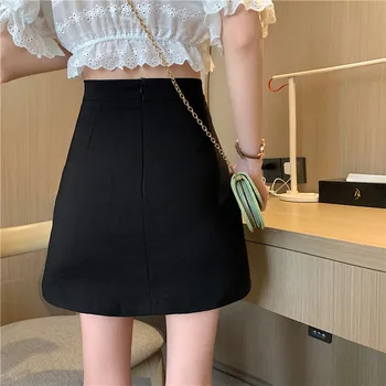 Čierne Letné Ceruzku Sukne Čipky Vysoký Pás A-Line Zips Krátke Mini Sukne Ženy Vintage Kórejský Štíhle Sexy Klub Sukne W932
