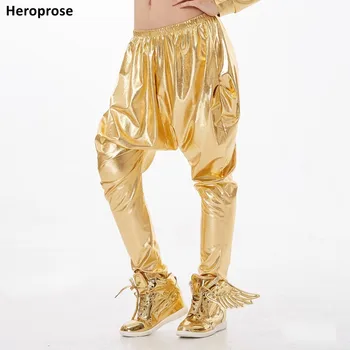 Heroprose Nová osobnosť deti, dospelých veľké rozkroku nohavice zlato fáze výkonu kostýmy neforemné hárem hip hop dance skinny nohavice
