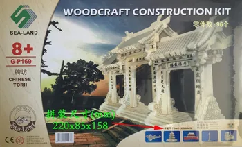 Drevené 3D model budovy hračka darček puzzle ručné práce, montáž hra woodcraft construction kit Starovekej Čínskej torii o cestnej Čína